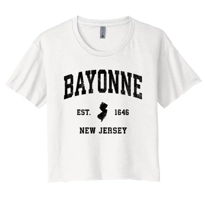 Bayonne Est 1646 New Jersey Nj Vintage Athletic Sports Design Women's Crop Top Tee