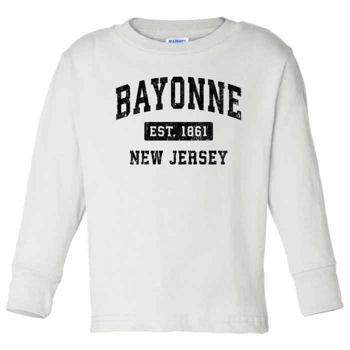 Bayonne Est 1861 New Jersey Nj Vintage Established Sports Design Toddler Long Sleeve Shirt