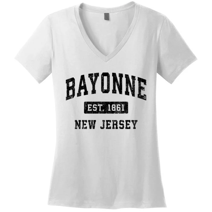 Bayonne Est 1861 New Jersey Nj Vintage Established Sports Design Women's V-Neck T-Shirt