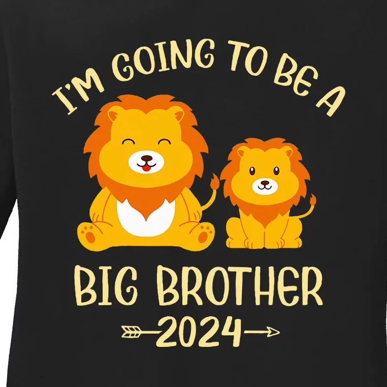 Brother Est 2024 Cute New Brother 2024 Lion Promoted To Big Ladies Long Sleeve Shirt