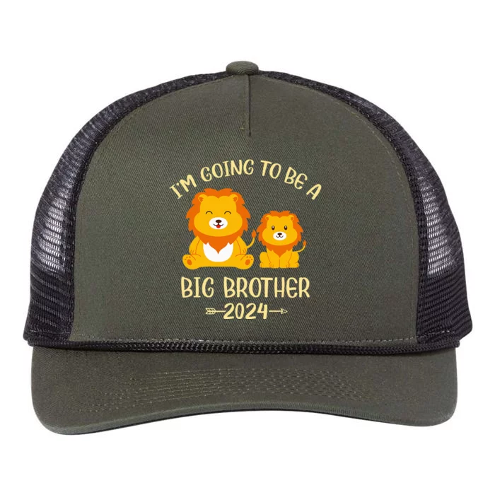 Brother Est 2024 Cute New Brother 2024 Lion Promoted To Big Retro Rope Trucker Hat Cap