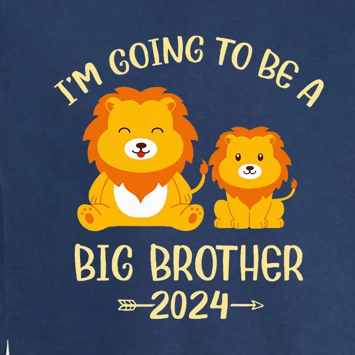 Brother Est 2024 Cute New Brother 2024 Lion Promoted To Big Garment-Dyed Sweatshirt