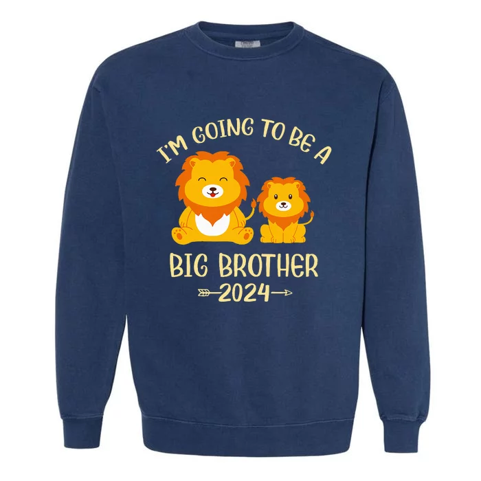 Brother Est 2024 Cute New Brother 2024 Lion Promoted To Big Garment-Dyed Sweatshirt