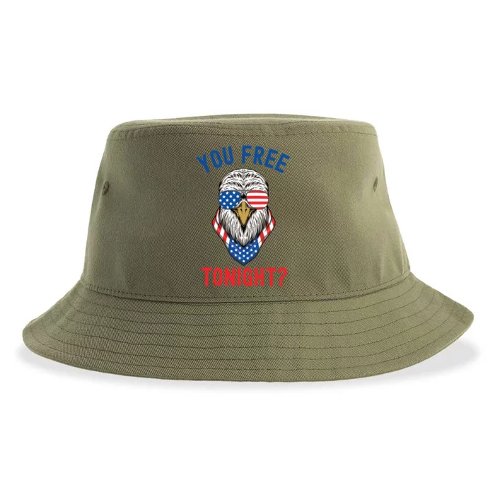 Bald Eagle 4th Of July Fourth Freedom Flag You Free Tonight Funny Gift Sustainable Bucket Hat