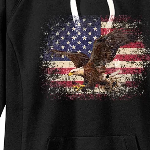 Bald Eagle 4th Of July Christmas Gift American Flag Women's Fleece Hoodie