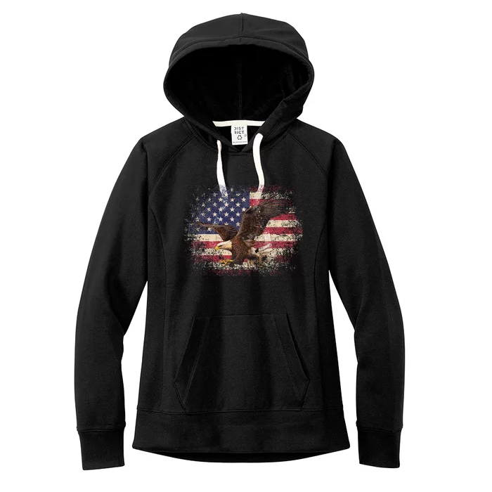 Bald Eagle 4th Of July Christmas Gift American Flag Women's Fleece Hoodie