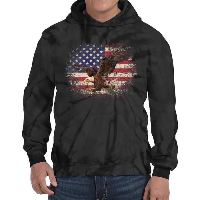 Bald Eagle 4th Of July Christmas Gift American Flag Tie Dye Hoodie