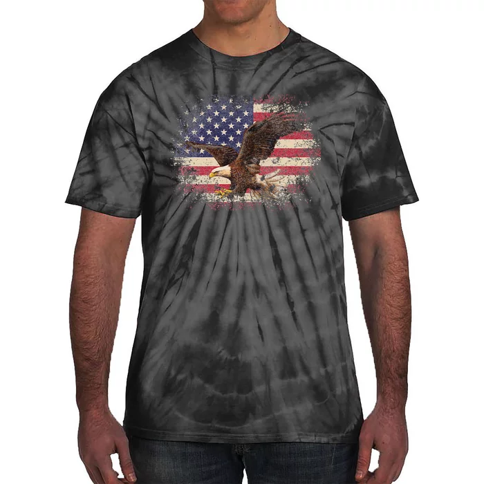 Bald Eagle 4th of July Christmas Gift American Flag Country Tie-Dye T-Shirt