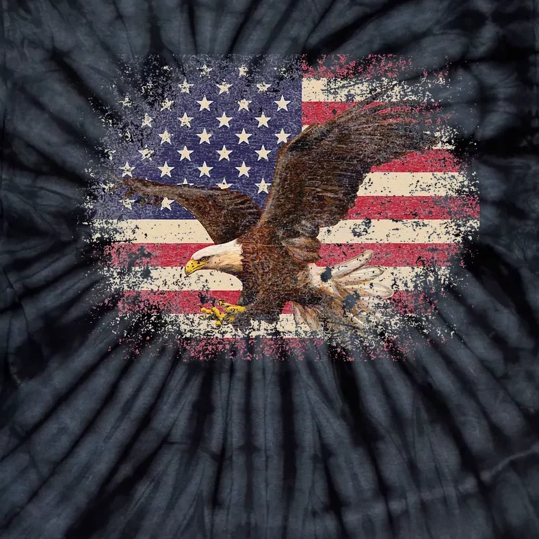 Bald Eagle 4th of July Christmas Gift American Flag Country Tie-Dye T-Shirt