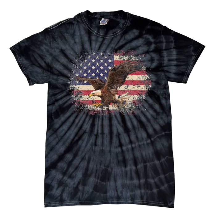 Bald Eagle 4th of July Christmas Gift American Flag Country Tie-Dye T-Shirt