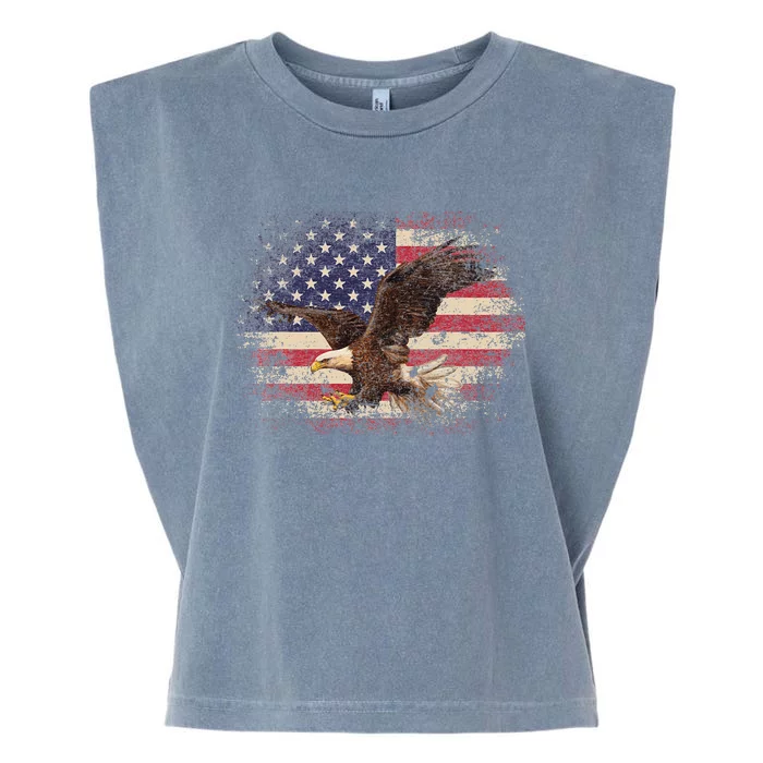 Bald Eagle 4th Of July Christmas Gift American Flag Country Garment-Dyed Women's Muscle Tee