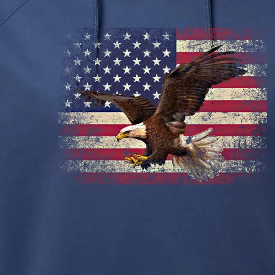 Bald Eagle 4th Of July Christmas Gift American Flag Country Great Gift Performance Fleece Hoodie