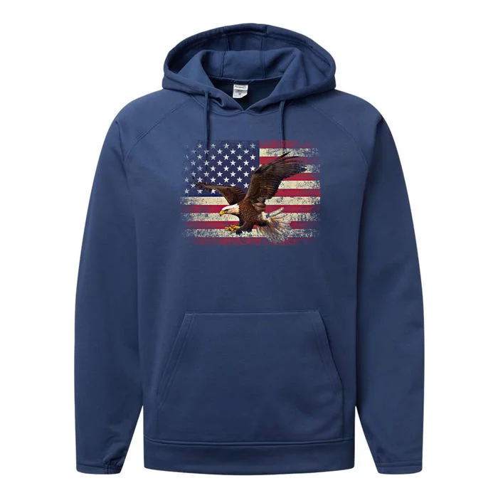 Bald Eagle 4th Of July Christmas Gift American Flag Country Great Gift Performance Fleece Hoodie