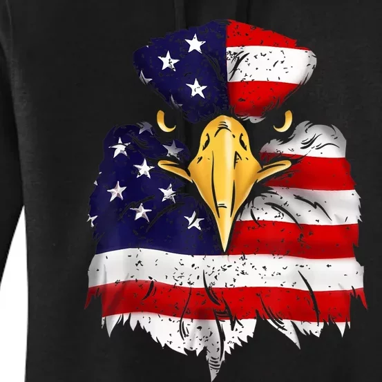 Bald Eagle 4th of July American Flag Patriotic Freedom USA Women's Pullover Hoodie