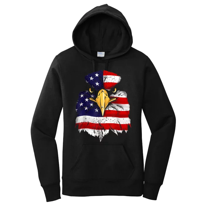 Bald Eagle 4th of July American Flag Patriotic Freedom USA Women's Pullover Hoodie