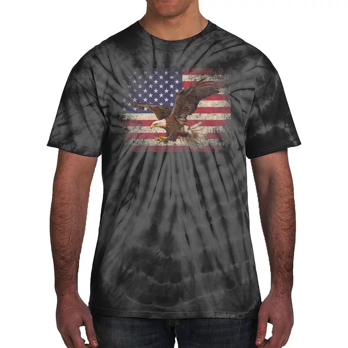 Bald Eagle 4th Of July Christmas Gift American Flag Country Tie-Dye T-Shirt