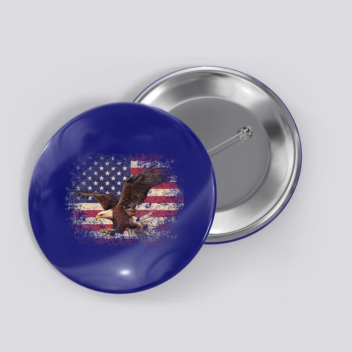 Bald Eagle 4th Of July Christmas Gift American Flag Button