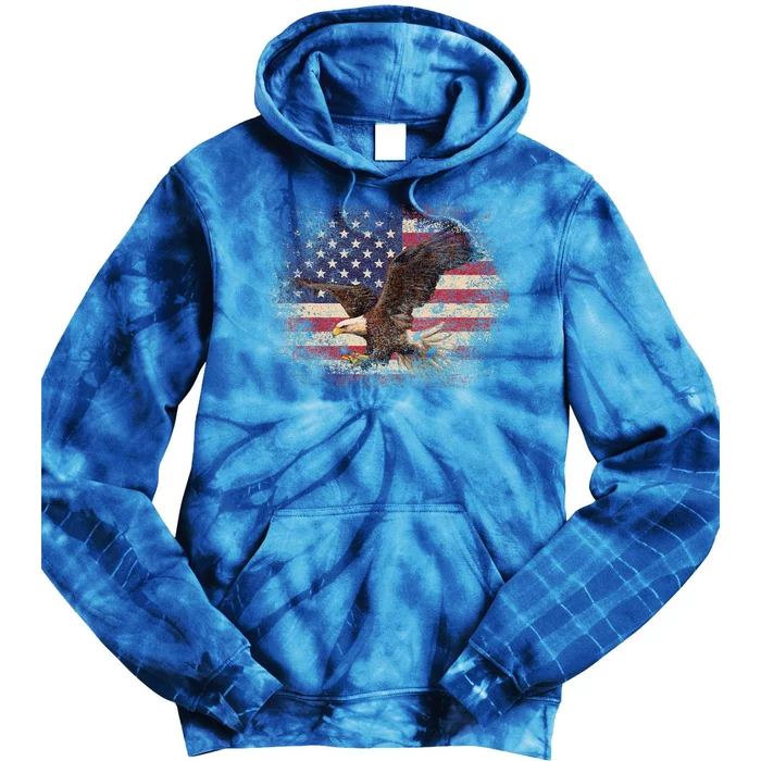 Bald Eagle 4th Of July Christmas Gift American Flag Tie Dye Hoodie