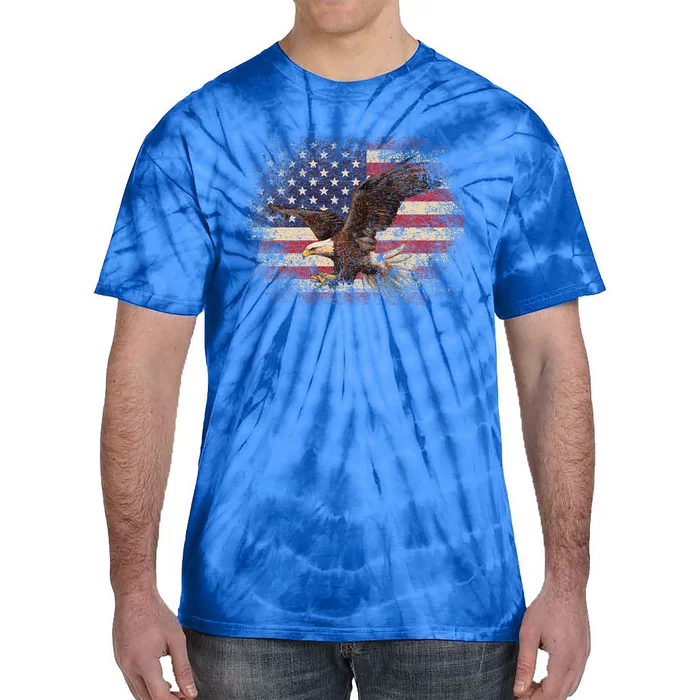 Bald Eagle 4th Of July Christmas Gift American Flag Tie-Dye T-Shirt