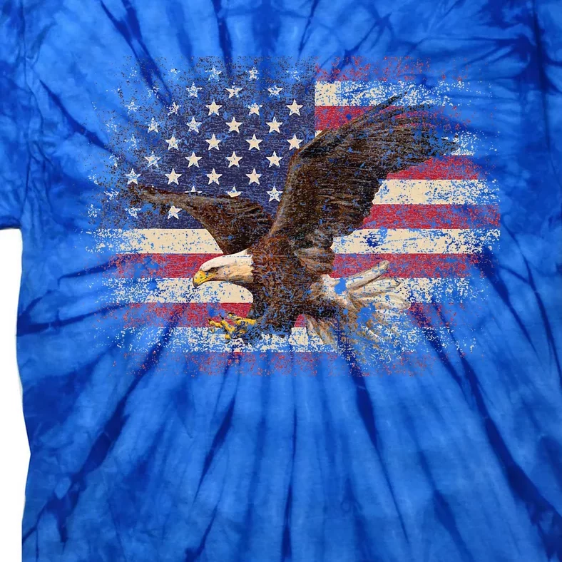 Bald Eagle 4th Of July Christmas Gift American Flag Tie-Dye T-Shirt