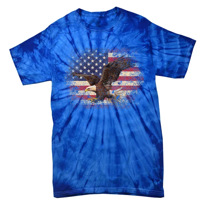 Bald Eagle 4th Of July Christmas Gift American Flag Tie-Dye T-Shirt