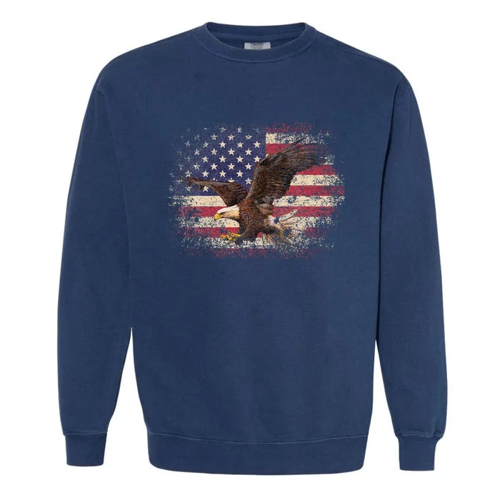 Bald Eagle 4th Of July Christmas Gift American Flag Garment-Dyed Sweatshirt