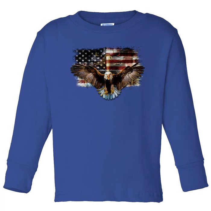 Bald Eagle 4th Of July American Usa Flag Eagle Patriotic Toddler Long Sleeve Shirt