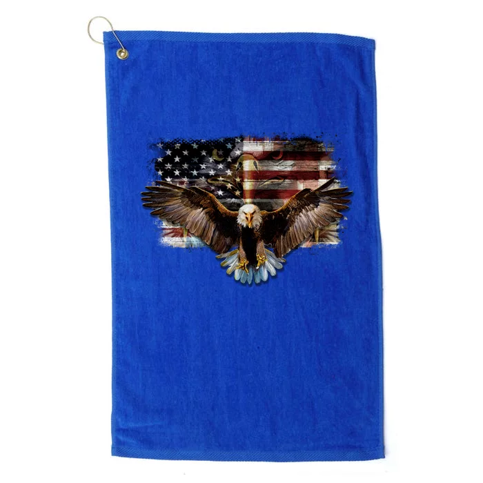 Bald Eagle 4th Of July American Usa Flag Eagle Patriotic Platinum Collection Golf Towel