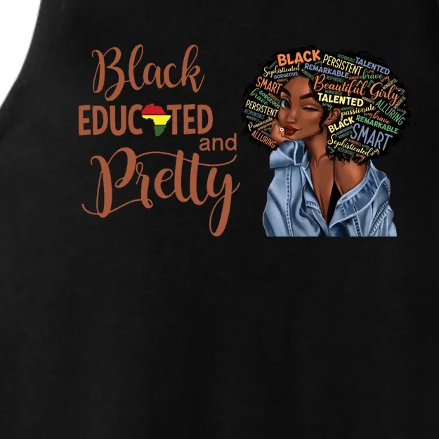 Black Educated And Pretty Gift Ladies Tri-Blend Wicking Tank