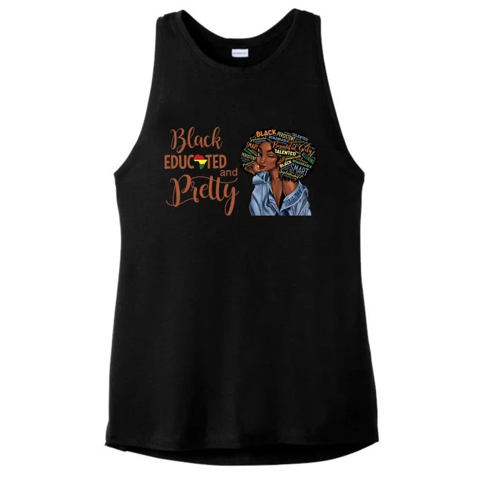 Black Educated And Pretty Gift Ladies Tri-Blend Wicking Tank