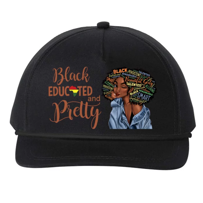 Black Educated And Pretty Gift Snapback Five-Panel Rope Hat