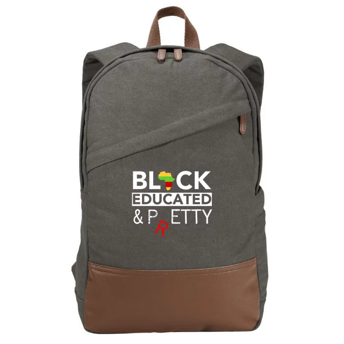 Black Educated And Petty Gift For Black Proud Melanin Pop Cotton Canvas Backpack