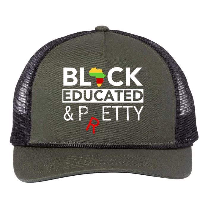 Black Educated And Petty Gift For Black Proud Melanin Pop Retro Rope Trucker Hat Cap