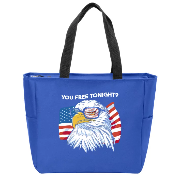 Bald Eagle American Flag You Free Tonight Gift Zip Tote Bag