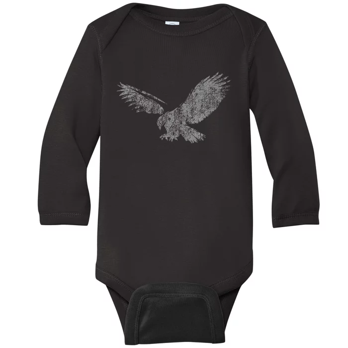 Beautiful Eagle American Bird Silhouette Flying Vintage Usa Baby Long Sleeve Bodysuit