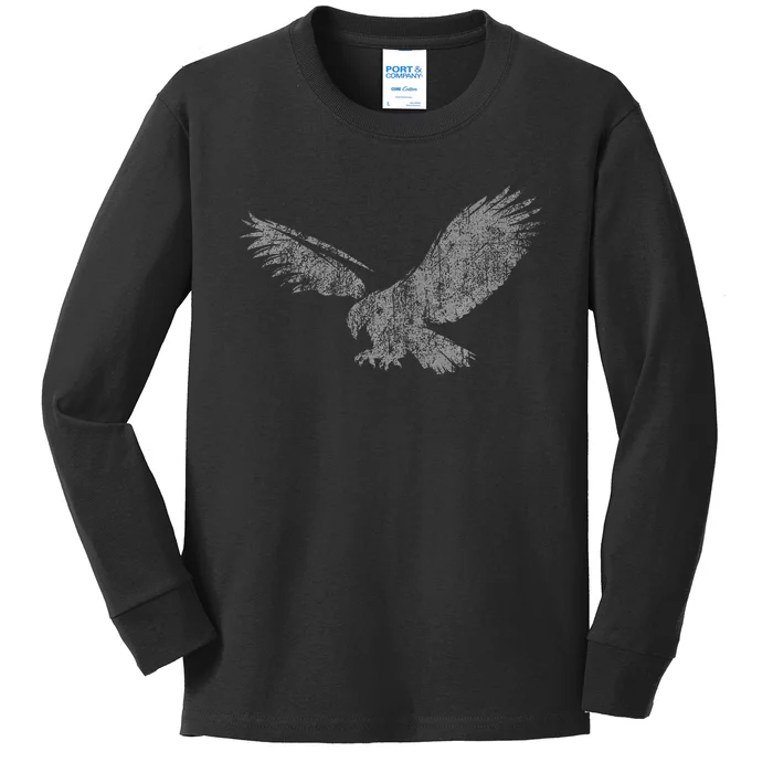 Beautiful Eagle American Bird Silhouette Flying Vintage Usa Kids Long Sleeve Shirt