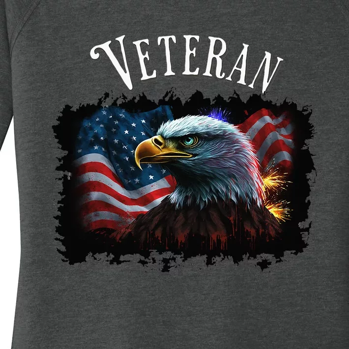 Bald Eagle American Flag Veteran Women's Perfect Tri Tunic Long Sleeve Shirt