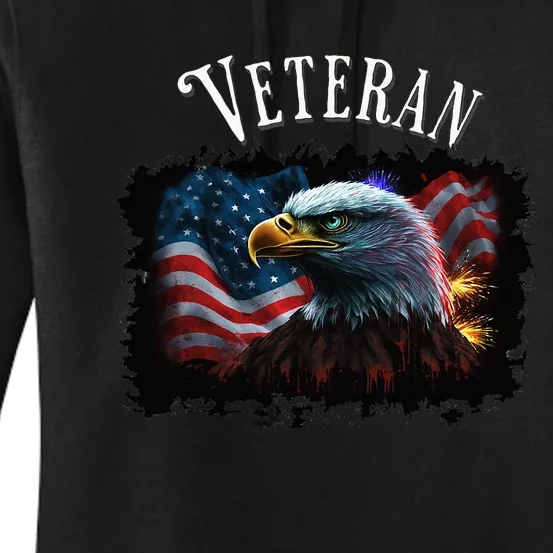 Bald Eagle American Flag Veteran Women's Pullover Hoodie