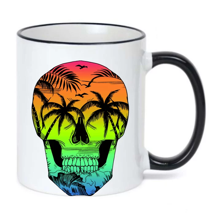 Beach Abstract Skull Black Color Changing Mug