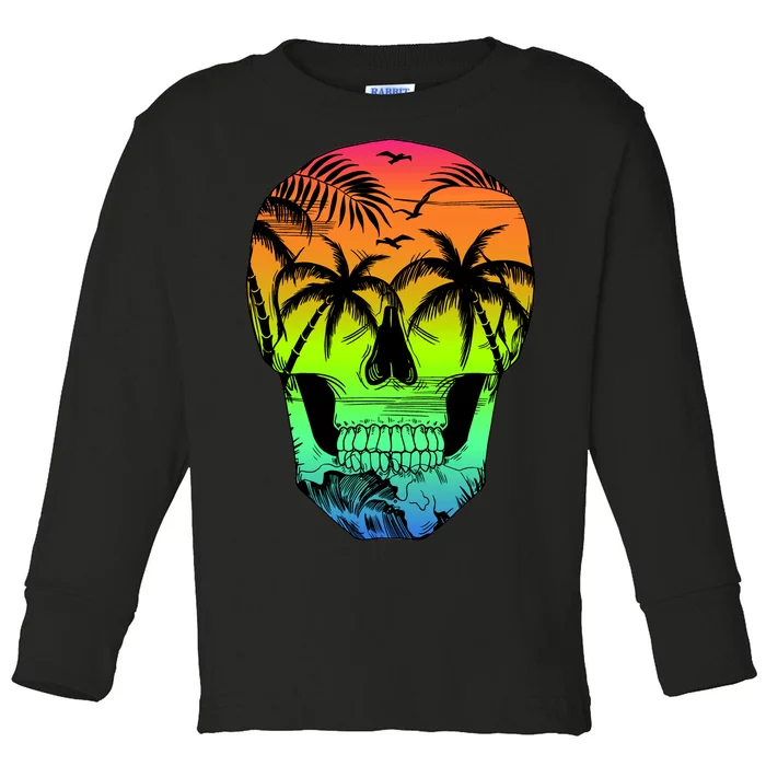 Beach Abstract Skull Toddler Long Sleeve Shirt