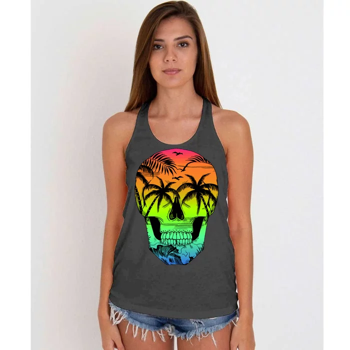 Beach Abstract Skull Women's Knotted Racerback Tank