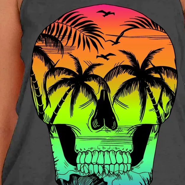 Beach Abstract Skull Women's Knotted Racerback Tank