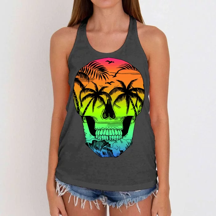 Beach Abstract Skull Women's Knotted Racerback Tank