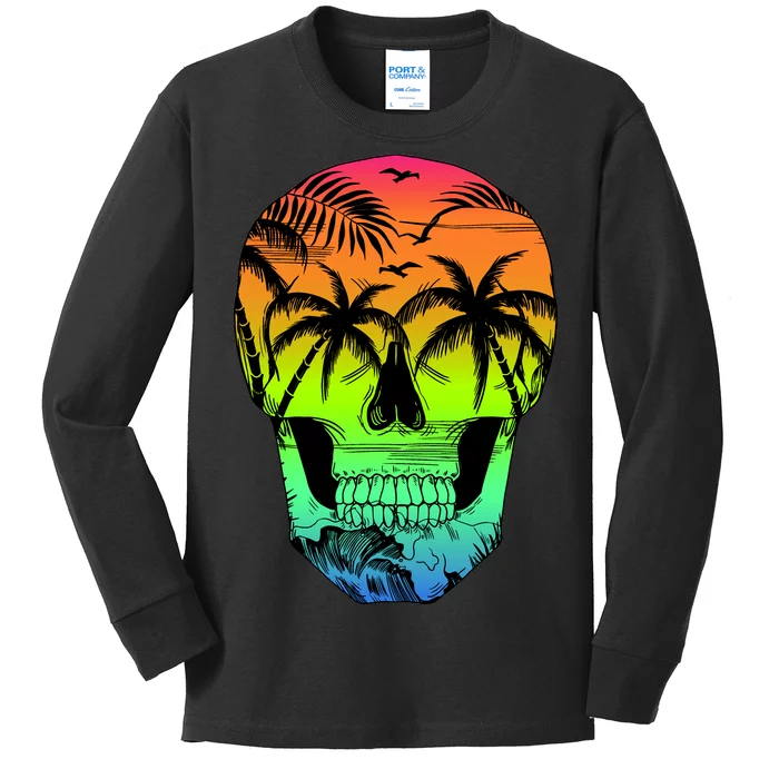 Beach Abstract Skull Kids Long Sleeve Shirt