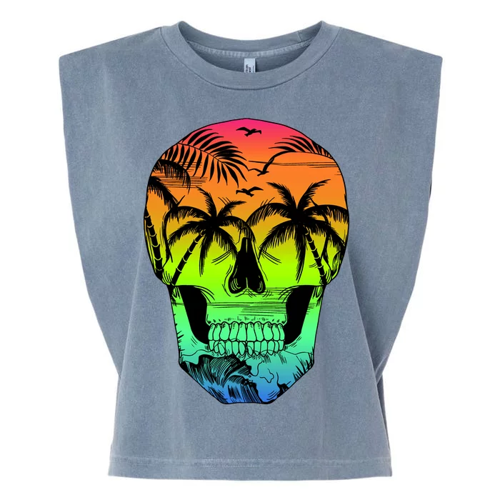 Beach Abstract Skull Garment-Dyed Women's Muscle Tee