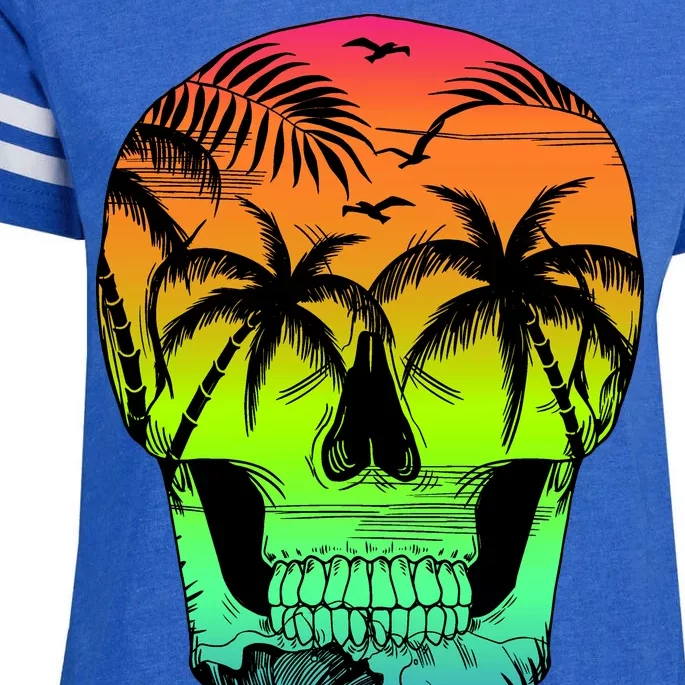 Beach Abstract Skull Enza Ladies Jersey Football T-Shirt