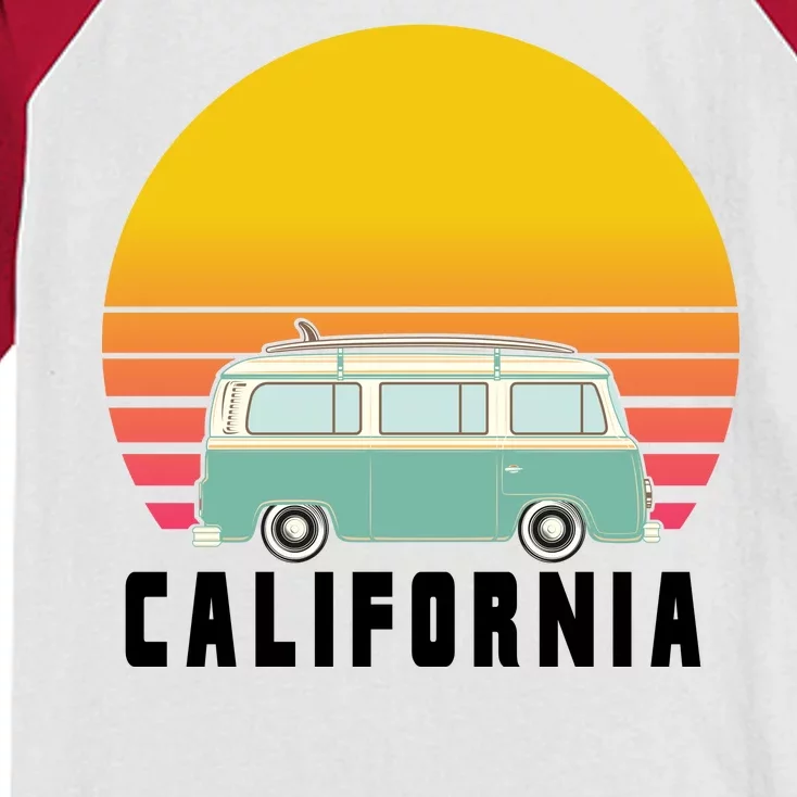 Beach Bum California Hippie Van Kids Colorblock Raglan Jersey