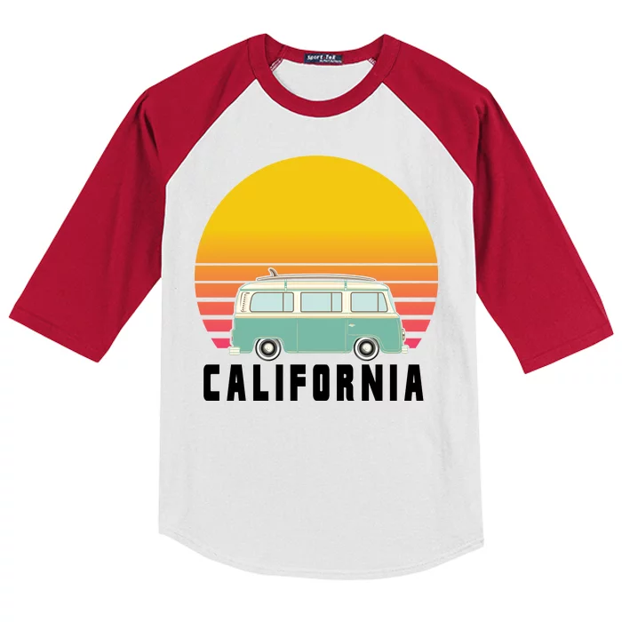 Beach Bum California Hippie Van Kids Colorblock Raglan Jersey