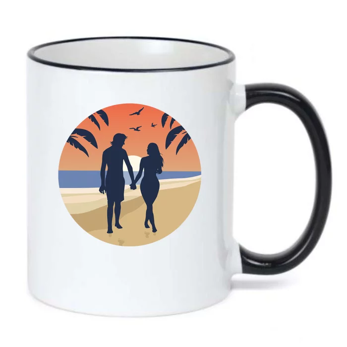 Beach Couple Black Color Changing Mug