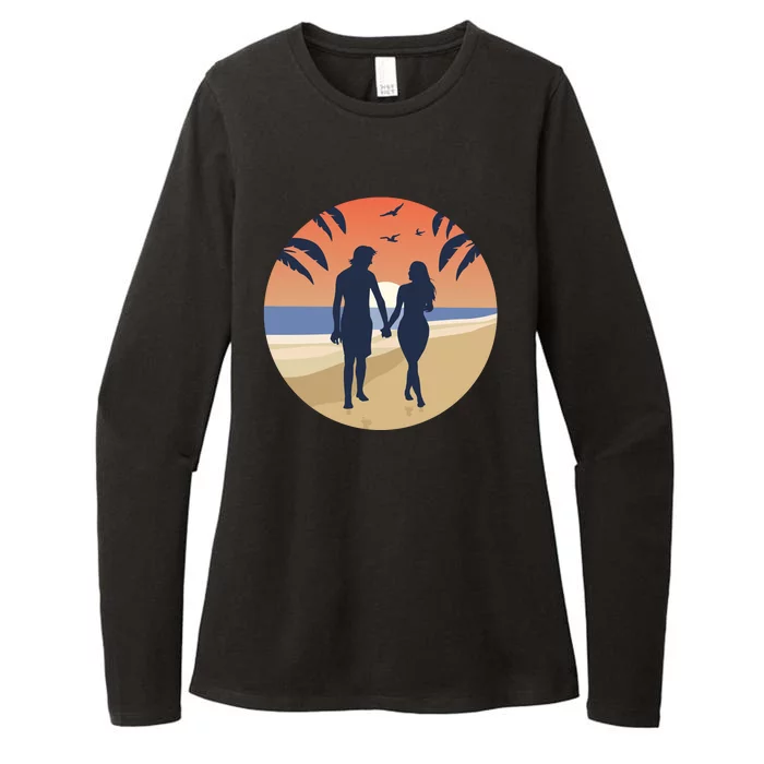 Beach Couple Womens CVC Long Sleeve Shirt